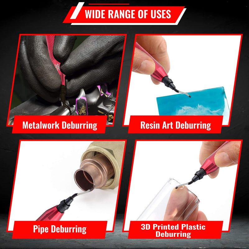 AFA Tooling - Deburring Tool with 21 High Speed Steel Blades - Works on Metal, Resin, PVC Pipes, Copper, Plastic and 3D Printed Edges - Plumbing & 3D Printing Burr Removal Reamer Tool 21 Blades (Mixed 4 Types)