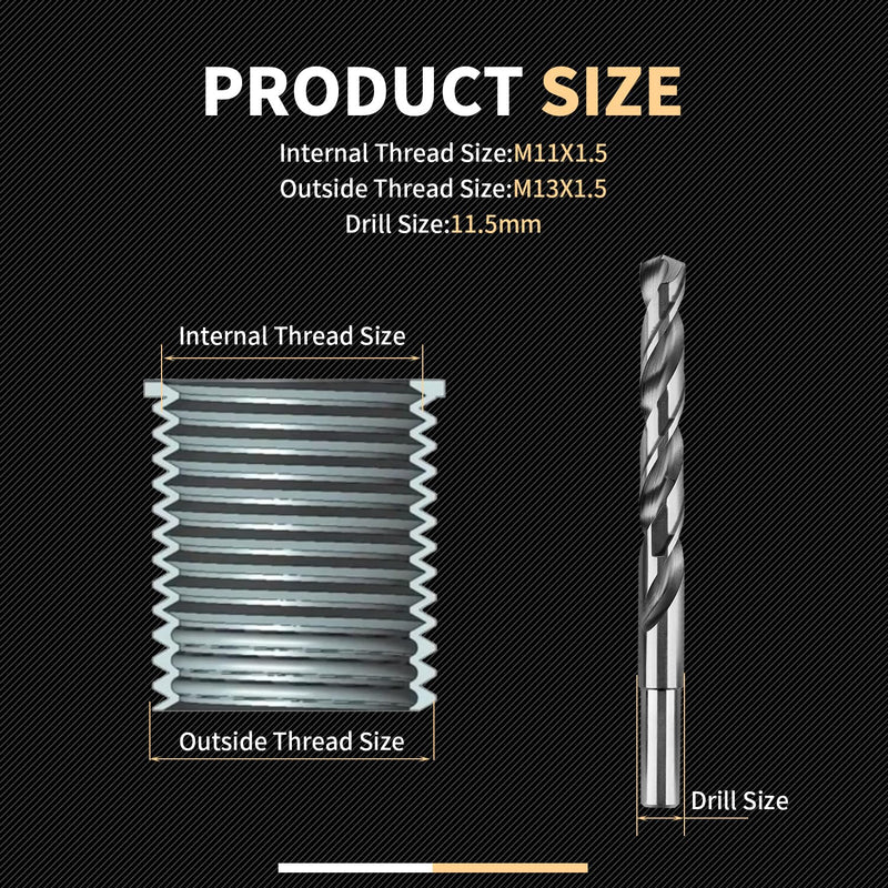 Thread Repair Inserts M11X1.5X30MM Insert Qty 10 Stainless Steel