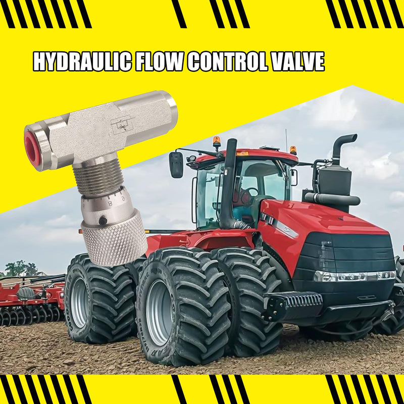 1/2" NPT Straight Flow Control Needle Valve for Hydraulic System, Heavy-Duty Carbon Steel Pressure Connection Fittings with Adjustable Variable Knob 4 inches width x 4 inches length x 2 inches height