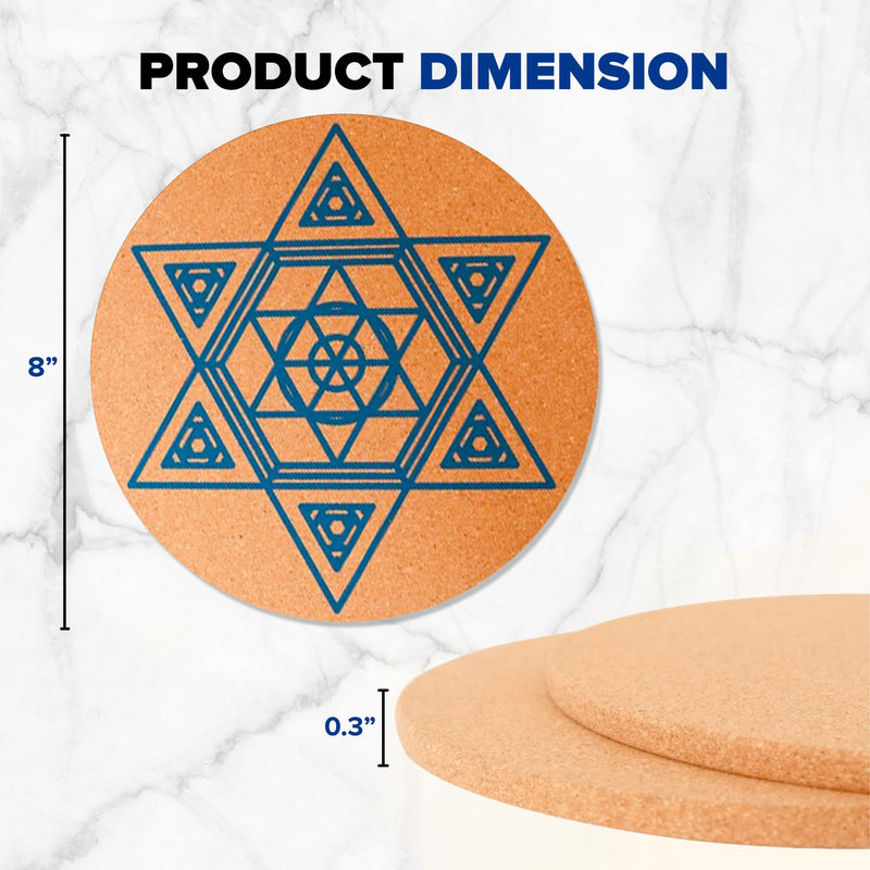 Cork Trivet Set 5 Pieces Used for Jewish Gifts, Hanukkah Decorations, Passover Hostess Gifts, Shabbat. Including Star of David, Dreidel, Hanukkah Menorah, Hamsa, Judaica Gifts Jewish Trivets