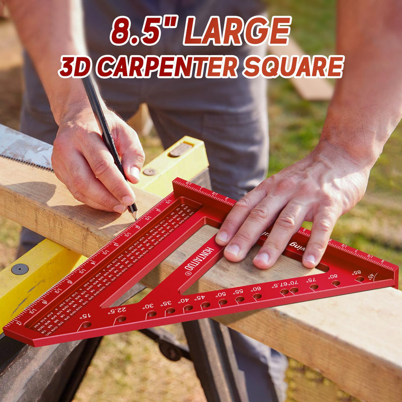 8.5 Inch Large Carpenter Square – Multi-Angle Measuring and Marking & Creating Spacing Marks,15-90 Degrees Angle Marking Square,Marking Gauge Red