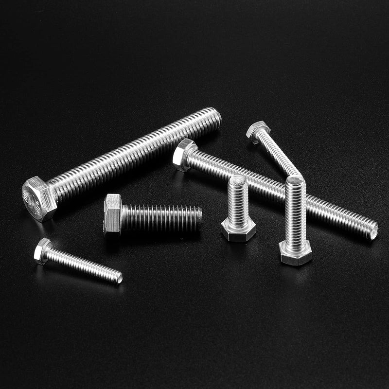 3/8-16 x 1 Hex Head Screw Bolt, 10Pcs 18-8 (304) Stainless Steel, Fully Threaded, Plain Finish, by SG TZH 10 3/8-16 x 1"