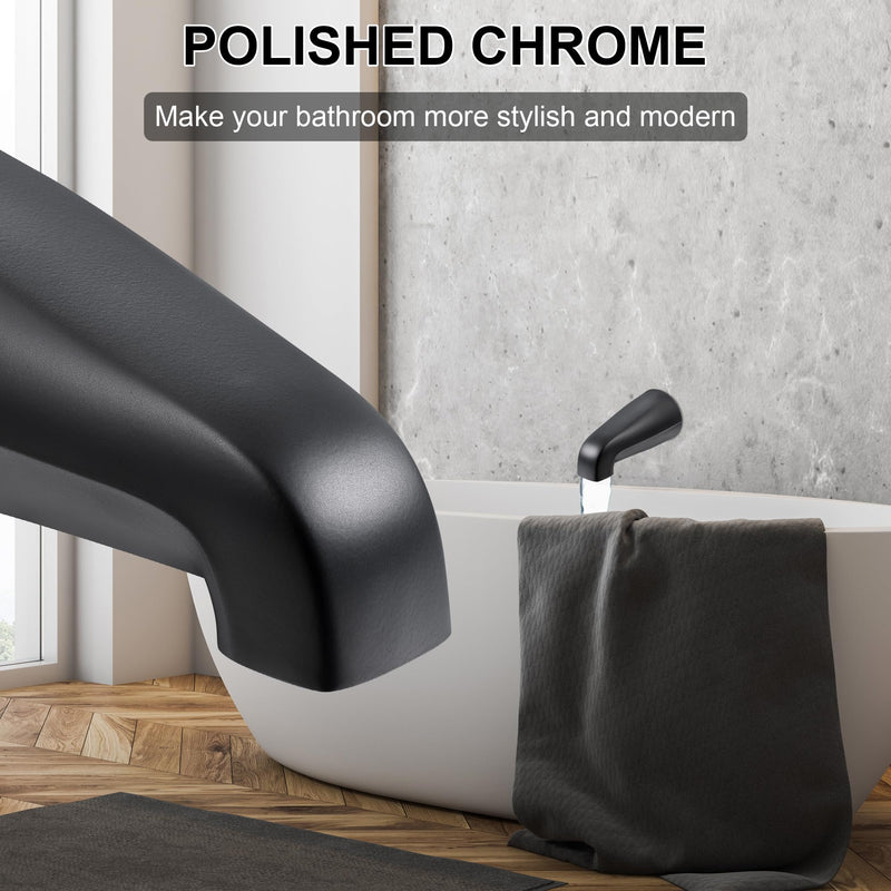 Dreyoo Universal Bath Tub Spout with Adapter Bathroom Bathtub Faucet Spout Without Diverter, Fits for 1/2'', 3/4'' IPS Inside Thread Connection and Tub/Shower Faucet Brands 5" Length(Matte Black) Matte Black