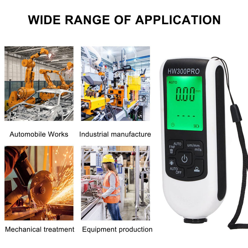 2024 Paint Thickness Gauge, Digital Coating Paint Depth with Portable Rope, Paint Thickness Meter Automatic Shutdown Function Paint Coating Meter for Outdoor (White) White