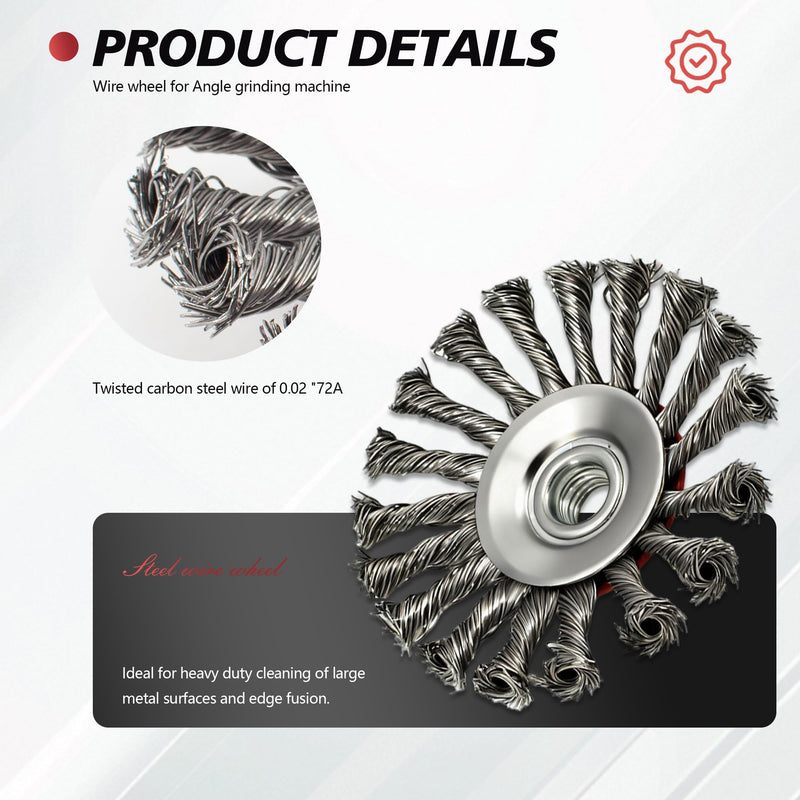 24 Pack 4-1/2 Inch Twist Knotted Wire Wheel Brush for 4 1/2 Angle Grinder with 5/8 Inch-11 Threaded Arbor Carbon Steel Wire Wheel for Heavy-Duty Conditioning Removing Rust