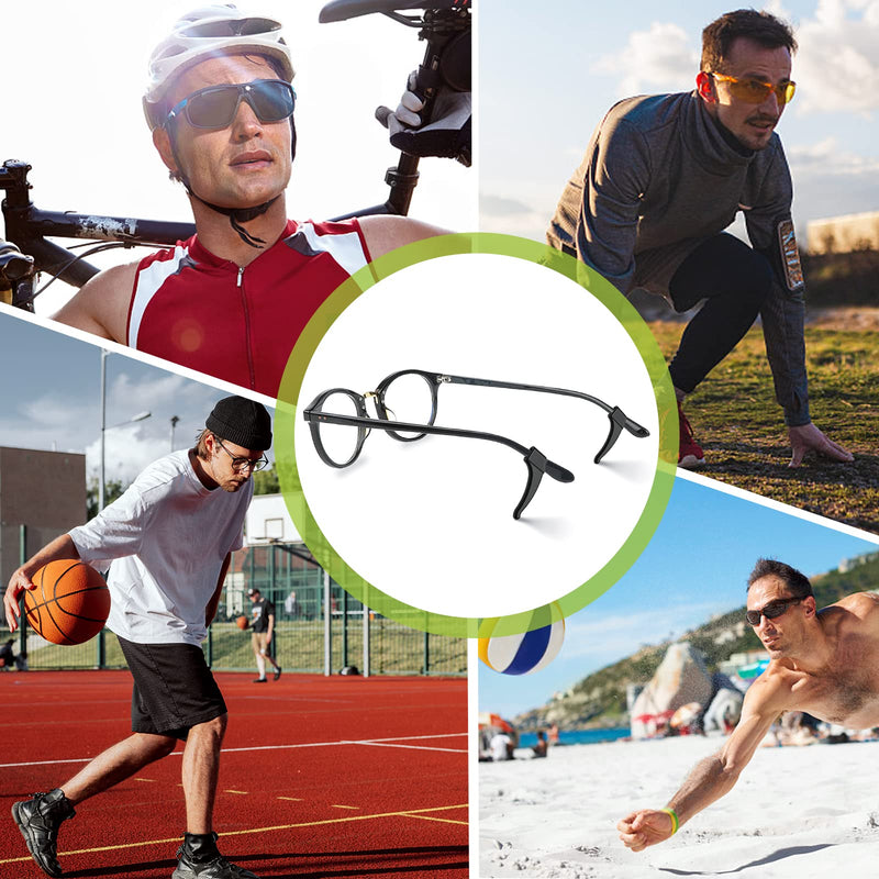 16Pairs Anti-Slip Eyeglass Ear Grips Hook, Comfortable Silicone Elastic Eyeglasses Temple Tips Sleeve Holder-For Eyeglasses Sunglasses Spectacles Glasses Reading (8 Black & 8 Clear) Black & Clear