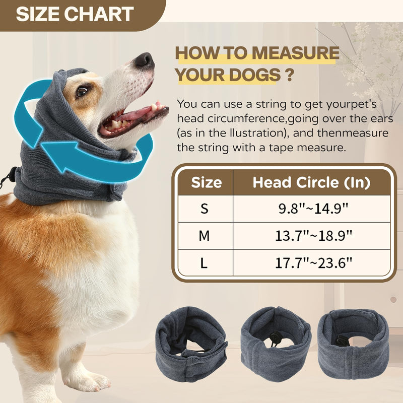 Dog Head Ear Warp Relief Ear Muffs Noise Protection L-Head Circle(17.7"~23.6") Dark Grey
