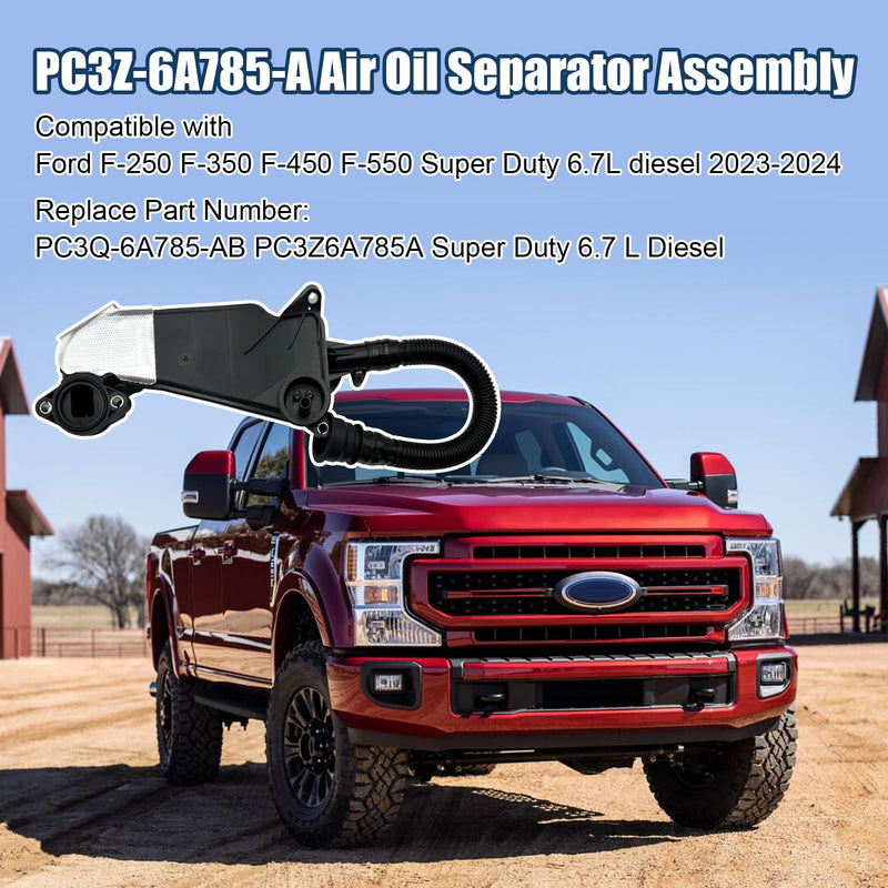 PC3Z-6A785-A Air Oil Separator Assembly Compatible with Ford F-250 F-350 F-450 F-550 2023-2024 Replace PC3Q-6A785-AB PC3Z6A785A Super Duty 6.7 L Diesel