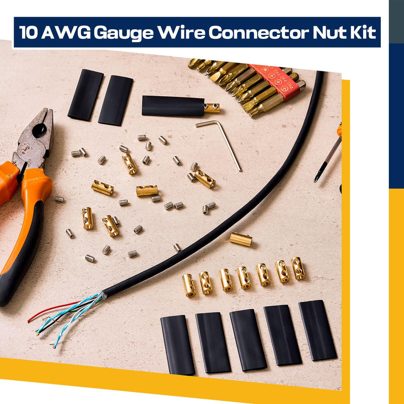 15 Sets Underground Wire Splice Kit Wire Connectors Suit for Wire Under 12 Awg 60 Amp Splicing Quick Wiring Connection Nut Kit Terminal with Shrink Tubes and Screws Circuit Connector