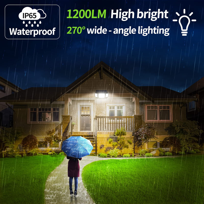 intelamp Solar Outdoor Lights,6000mAh Motion Sensor with Dual Sensors,Waterproof Flood Lights 270°Wide Angle for Outside with 3 Modes 1 Pack