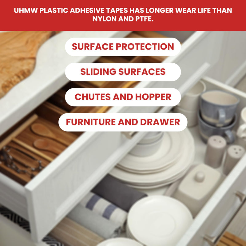 GGR Supplies T.R.U. UHMW High Impact Abrasion Resistant Slippery Tape with Acrylic Adhesive. 36 Yards (2" (50mm)) 2" (50mm)