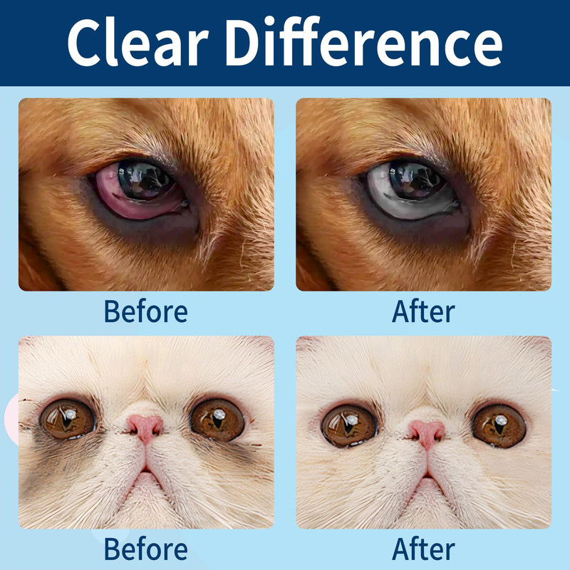 Dog Eye Drops, Contain Blueberry Extract, Removes Tear Stains and Secretions, Supports and Prevents Eye Problems, Suitable for Cats & Dogs, 1 Bottle (2.03 fl. oz in Total) 1 Bottle (2.03 fl. oz in total)
