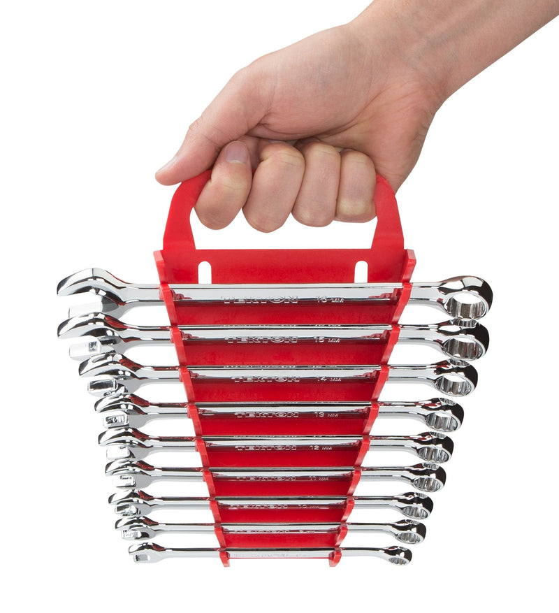 TEKTON 9-Tool Combination Wrench Holder (Red) | 79365 | Made in USA Red 9 Slots