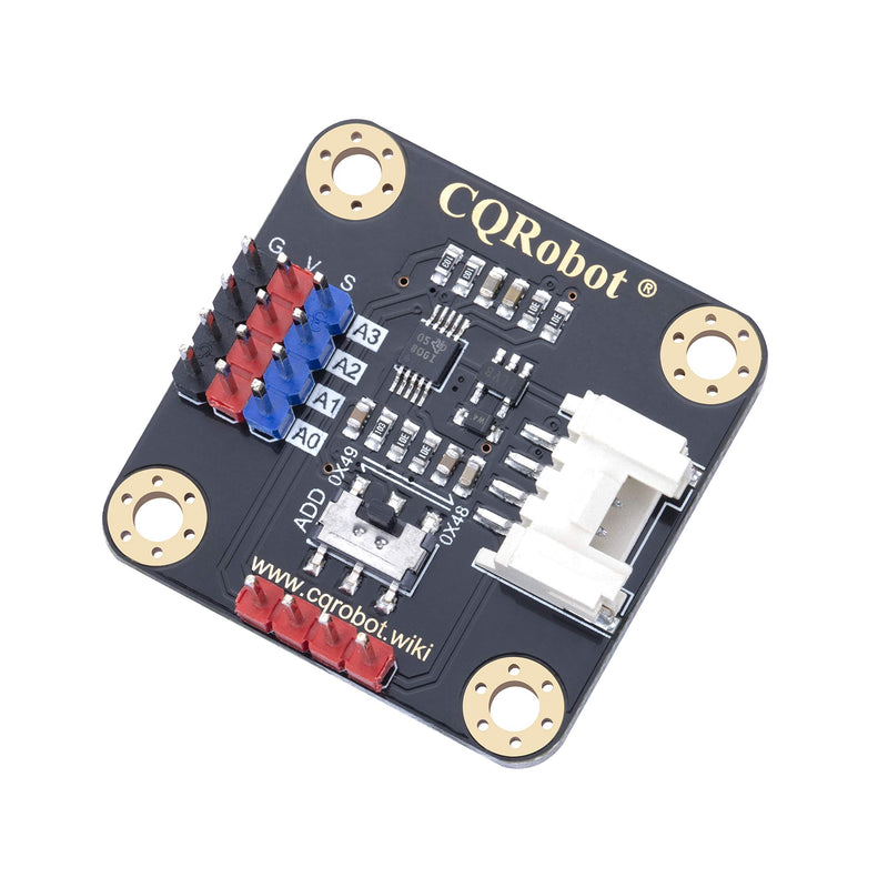 ADS1115 16-Bit ADC Conversion Module Compatible with Raspberry Pi and Arduino Boards. Achieve Analog and Digital Signal Acquisition or Conversion, 3.3V to 5V, I2C Address Selection Switch.