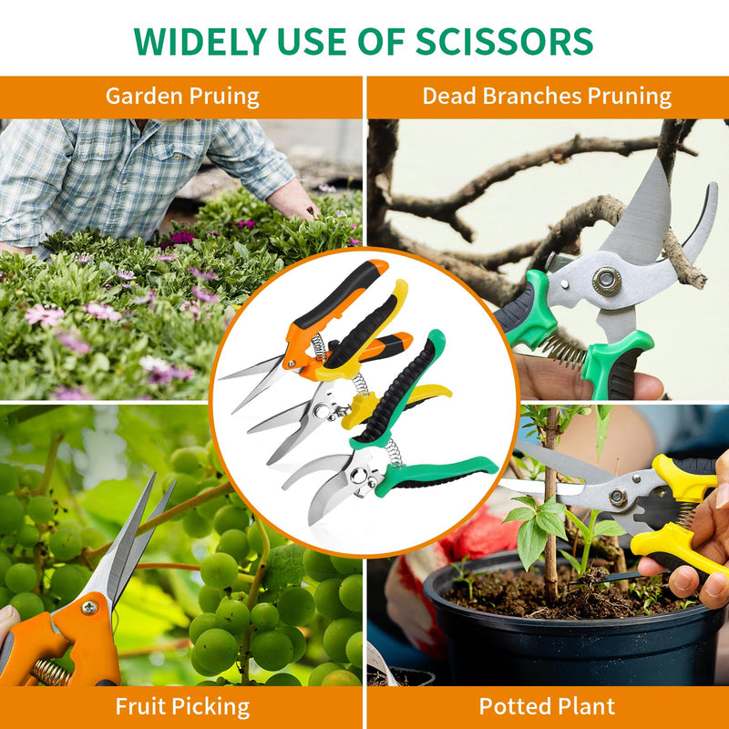 Garden Pruning Shears 3 Pack Gardening Shears Garden Scissors Stainless Steel Garden Shears Pruning Scissors Garden Clippers Pruning Shears for Gardening Garden Tools tijeras de jardinería