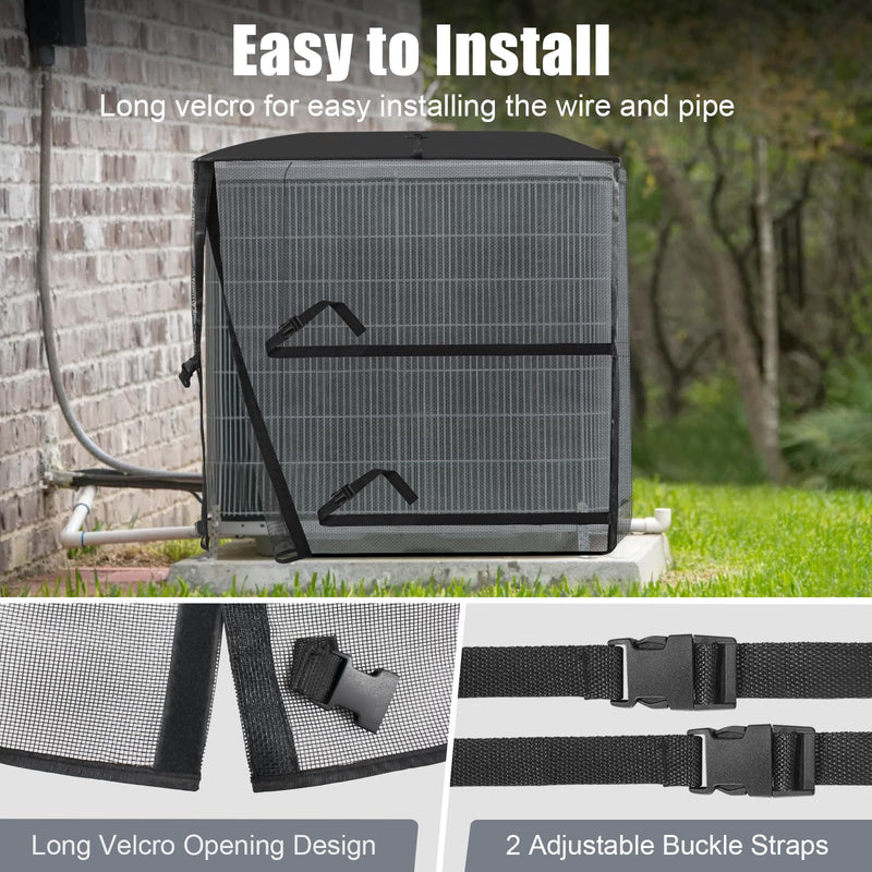 2 in 1 Air Conditioner Covers for Outside, 24''W x 24''W x 30''H, Black 24"W x 24"D x 30"H