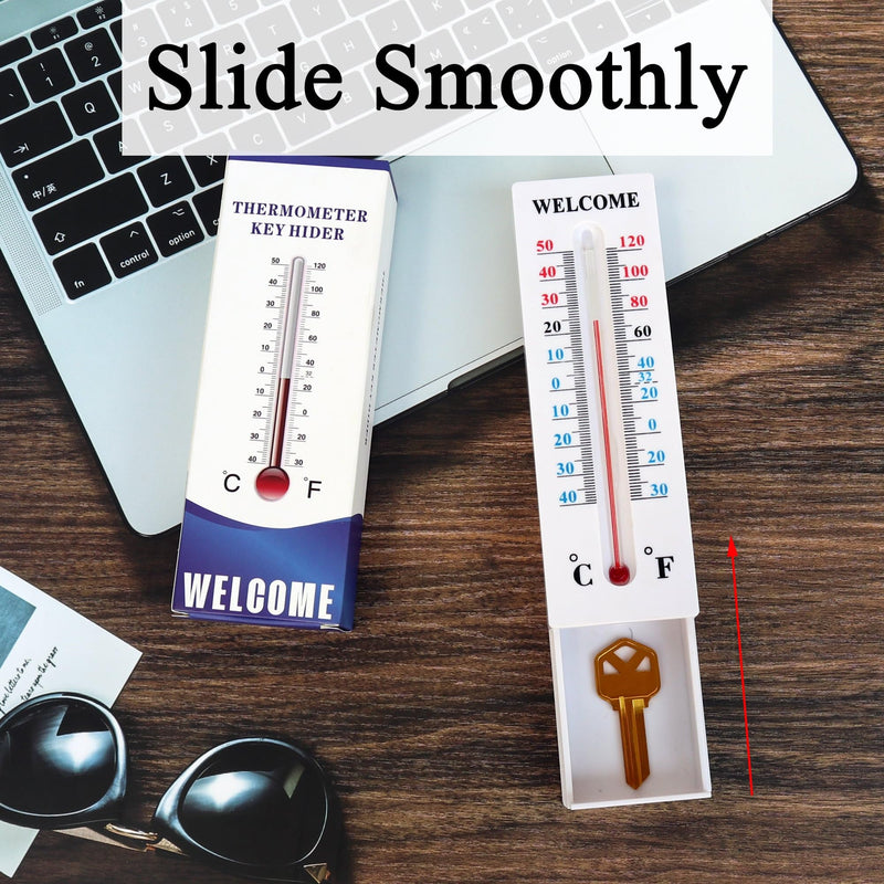 Hide A Key Outside Thermometer Decorative Key Hiders Holder Containers Lockbox for House Spare Keys Cabinet Outdoor Secret Compartment Items Safe Storage Yard Garden Indoor Geocaching