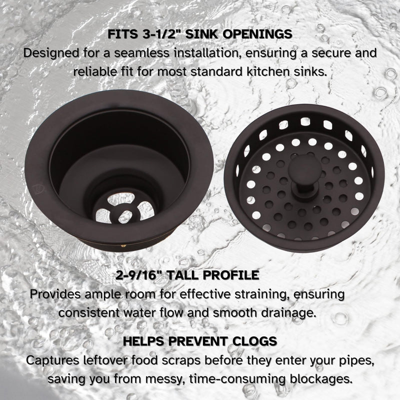 Westbrass A214-12 3-1/2" Post Style Large Kitchen Sink Basket Strainer, Oil Rubbed Bronze