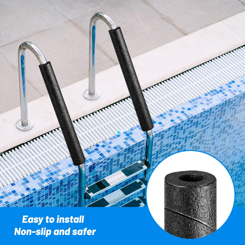 2 Pcs Pipe Insulation Foam Wrap, 15.7 Inch Black Foam Pipe Protection Wrap Multi-Purpose Soft Foam Tubing for Outdoor Indoor Swimming Pool Handle Water Black -2 pcs