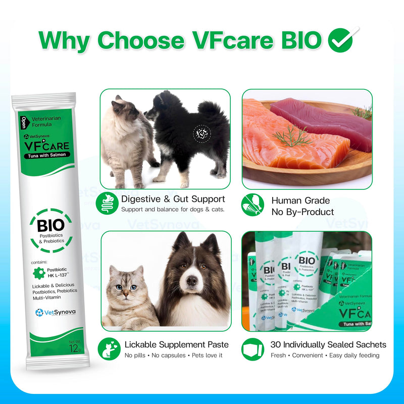 BIO Supplement for Cats & Dogs – Anti Diarrhea for Dogs, Gut Health Paste with Postbiotics, Prebiotics, FOS, L-137, Yeast Extract – Anti Diarrhea for Dogs, 30 Sachets