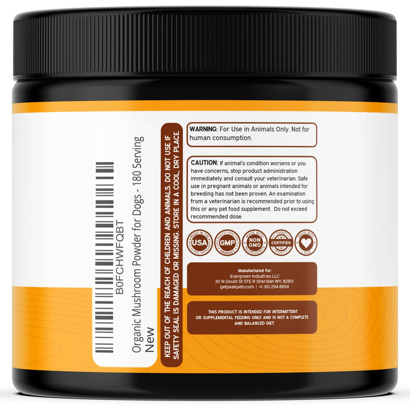 Turkey Tail Mushroom for Dogs Supplement Powder (90g) Organic Mushroom Complex with Lion's Mane for Dogs - Immune Support, Brain Health and Digestion - Third Party Tested, Non-GMO and Made in USA