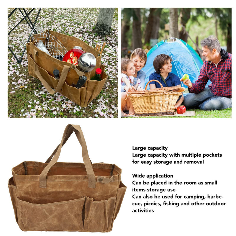 Diydeg Garden Tool Bag, Tool Bag Large Garden Tool Organizer Gardening Tote Bag Organizer Tool Storage Bag with Comfortable Carry Handle for Camping (Khaki) Khaki