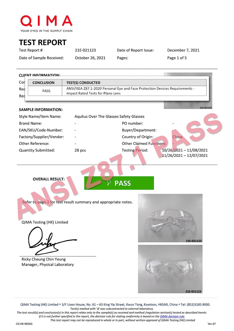 Aqulius Over Glasses Safety Glasses & Safety Goggles - 12-Pack, Clear Polycarbonate - Anti-Fog & Scratch-Resistant Bulk Eye Protection for Sanding & Shooting - ANSI Z87+ Rated Side Shields