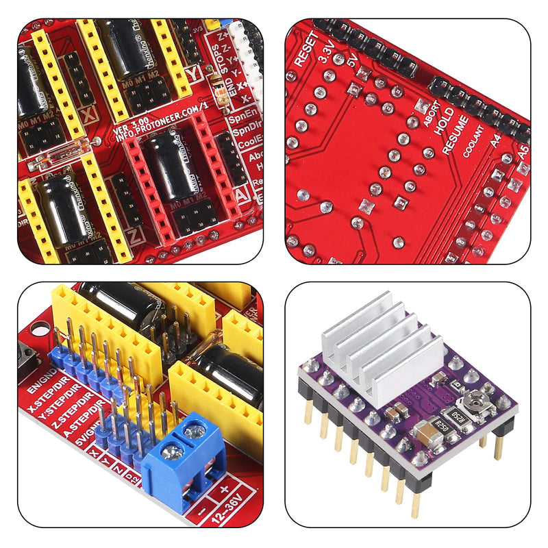 CNC Shield Expansion Board V3.0 + 4Pcs DRV8825 Stepper Motor Driver Module with Heat Sink for Engraver 3D Printer Ramps 1.4 StepStick