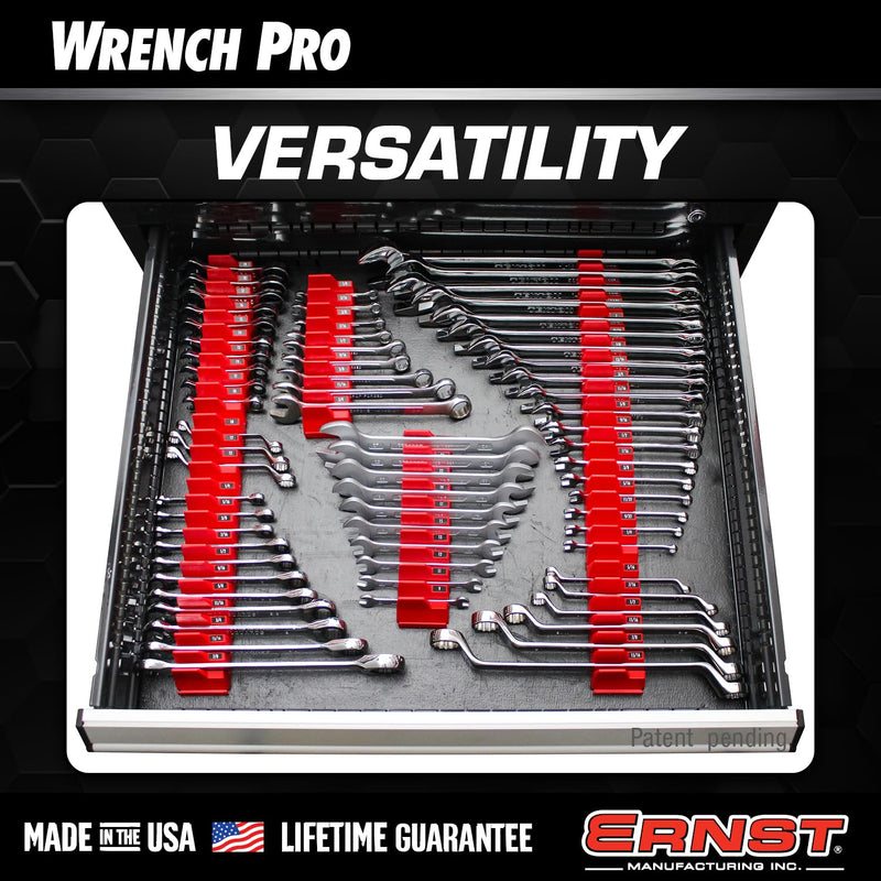 Ernst Manufacturing Wrench Pro - Modular Wrench Organizer for 40 Tools with Magnetic Base (Red) - Made in the USA Red