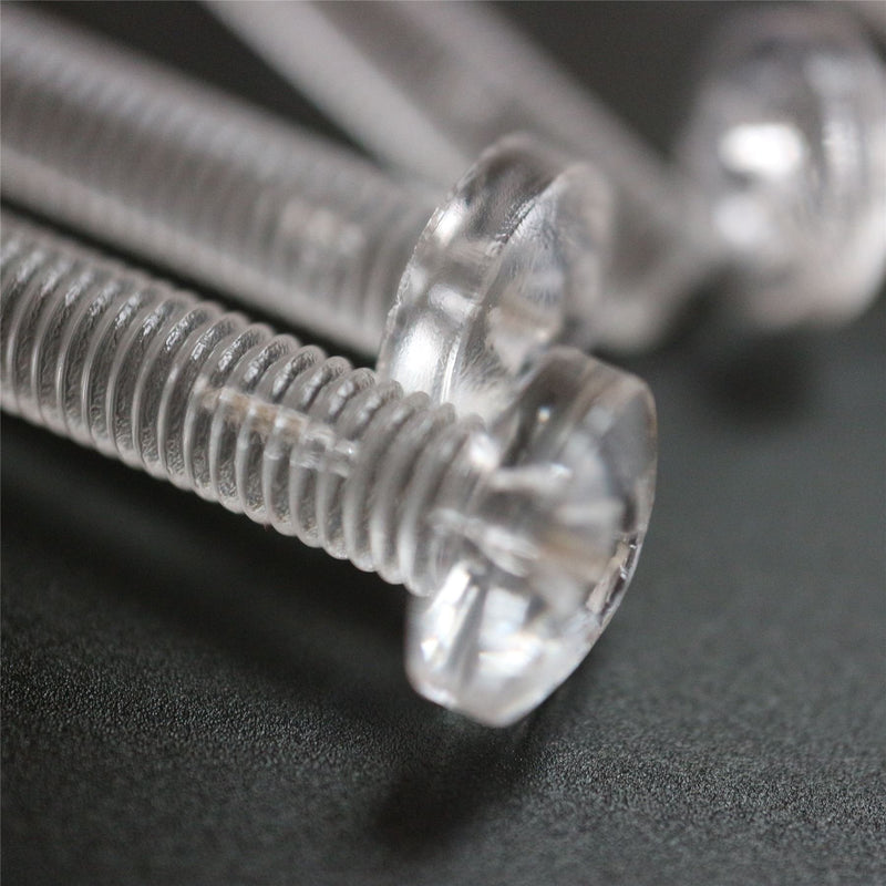 60x Clear Acrylic Pan Head Screws, Nuts & Washers M5 x 40 mm (13/64 x 1 37/64 in)