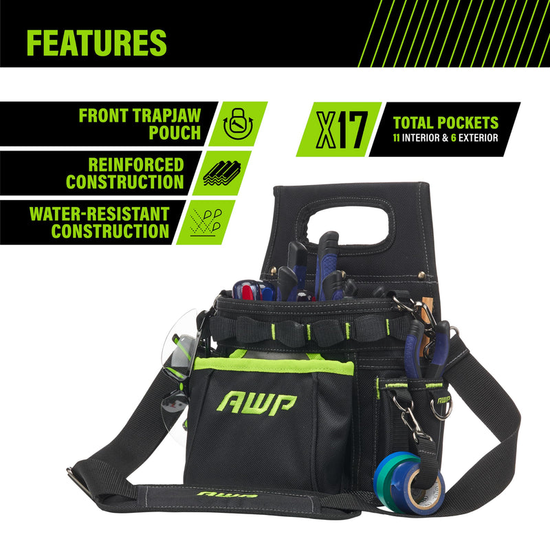 AWP TrapJaw 3-in-1 Electrician Tool Pouch with Spring-Loaded Technology, Designed for Professional Electricians and Maintenance Repair Technicians,Black Portable Tool Box - NewNest Australia