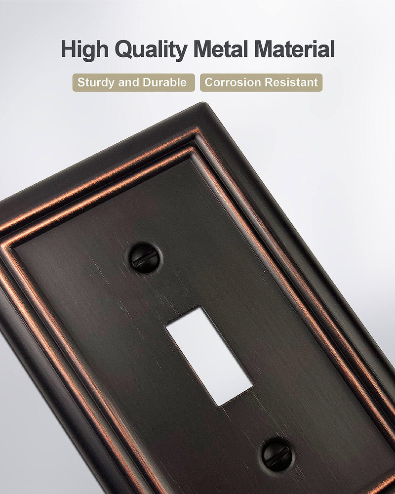 4-Pack Single Toggle Wall Plate, Decorative Aged Bronze Light Switch Cover, Metal Switch Plate Cover, 3.15''*4.88'', Midsize 1 Toggle 4PK - NewNest Australia