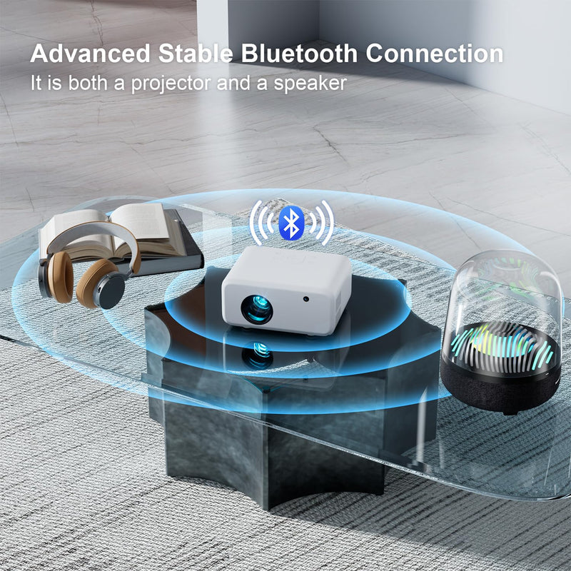 Mini Projector with WiFi and Bluetooth - 2025 Upgraded, 1080p Video Supported, 13000L, HiFi Speaker, Long-Life Lamp, Multi-Device Compatible - Create Your Portable Home Cinema for Bedroom