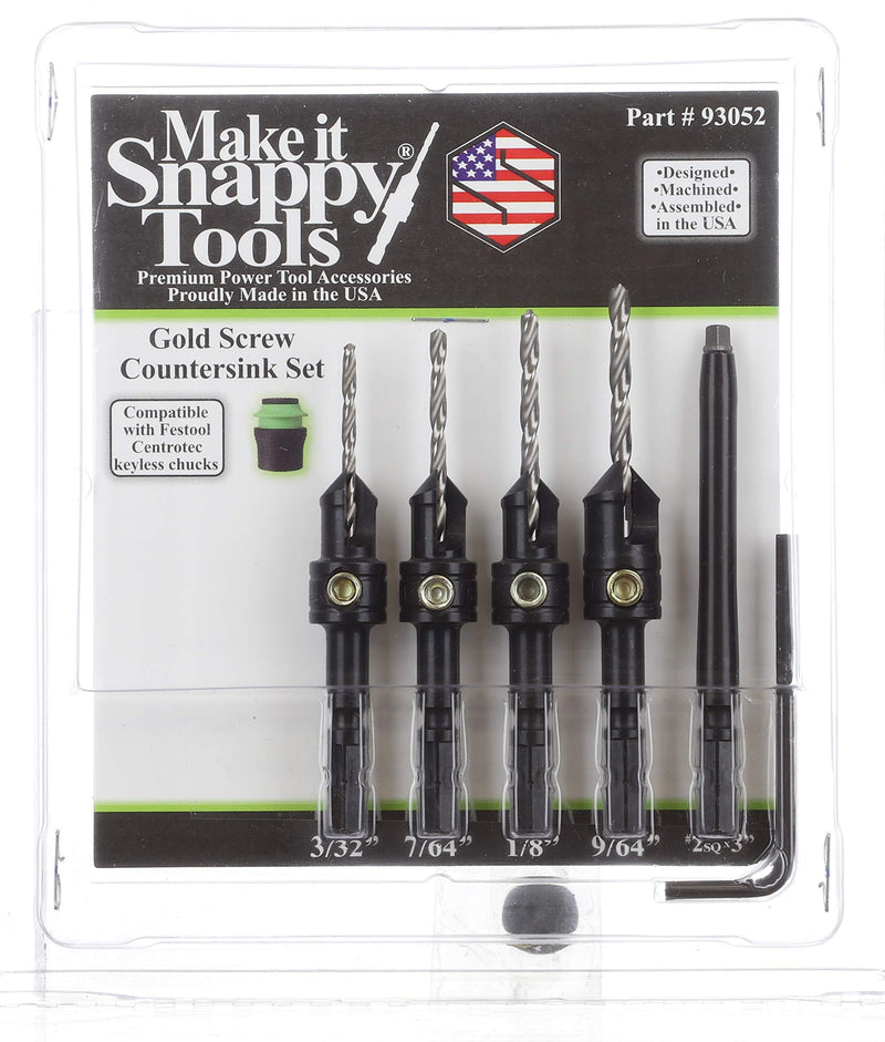 Make it Snappy Tools 4-Piece Countersinking Drill Set Compatible with Festool Centrotec Chucks