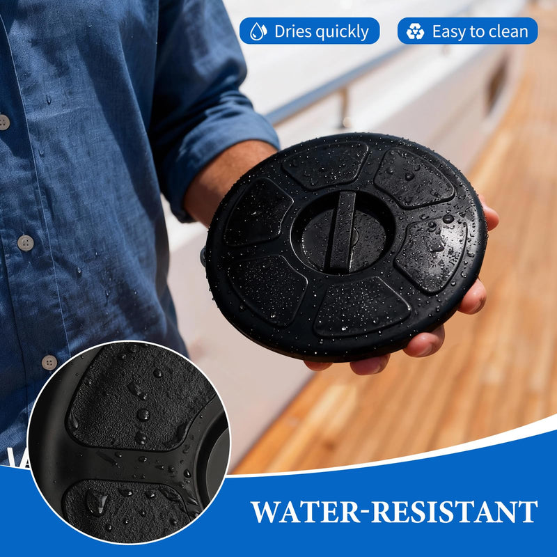 Hoffen Boat Hatch, 8" Round Deck Plate Non Slip Inspection Hatch w/Detachable Cover No Screws Installation for Marine Boat Yacht RV Trailer Black 1