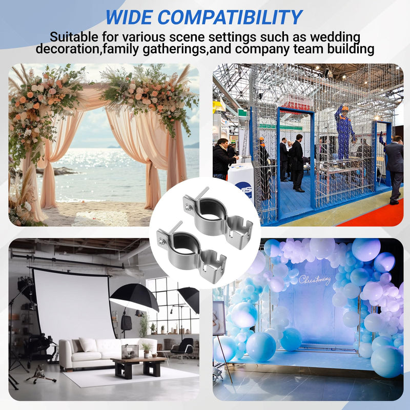Zonon 4 Pcs Adjustable Upright Clamp Pipe and Drape Clamps Works with 1.5" or 2" Diameter Brackets for Wedding, Banquets, Events, Exhibitions, Parties Backdrop Hanging Accessories