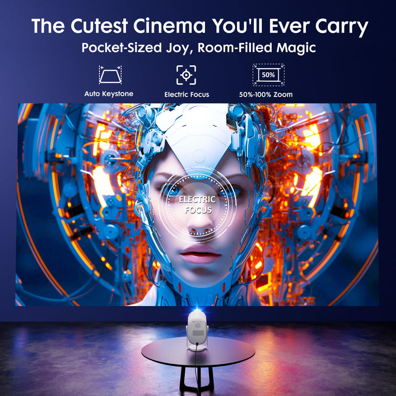 Projector with WiFi and Bluetooth,【360° Rotatable & Auto Keystone】, EXTRAVIS H1 Mini Portable Projector Support 1080P HD Movie Projector, E-Focus, 500 ANSI Home Proyector Small Outdoor Projector