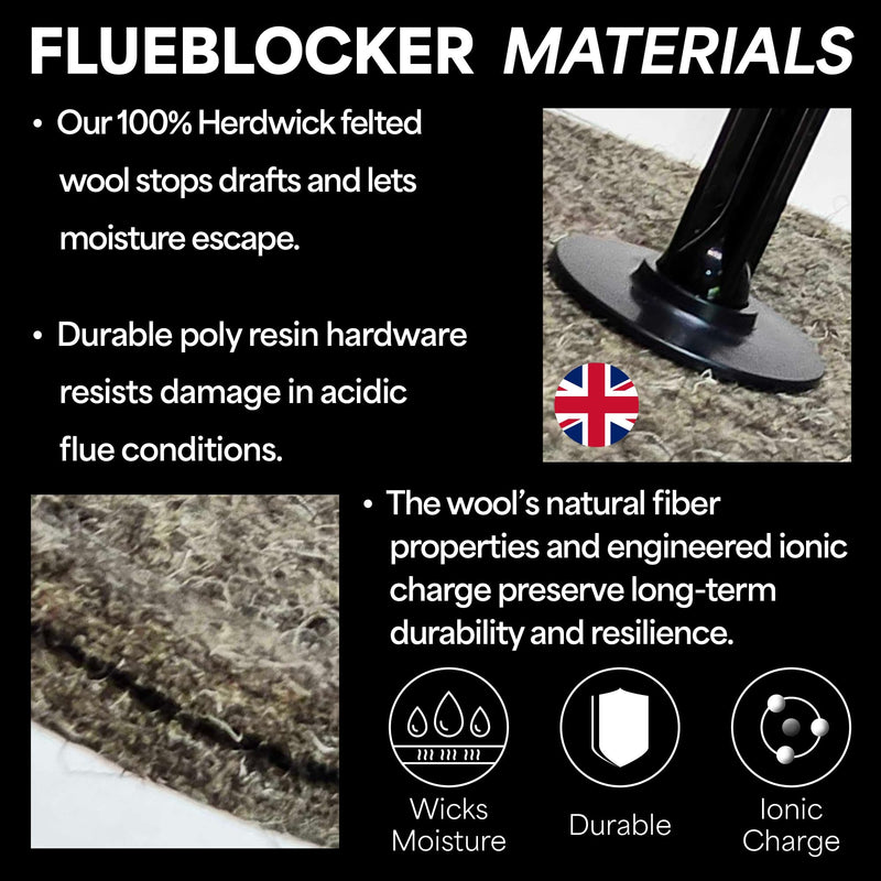 Flueblocker 12"x12" Chimney Draft Stopper - Wool Fireplace Plug