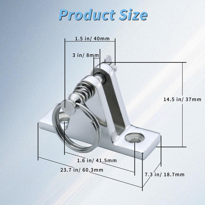 Bimini Top Deck Hinge with Quick Release Pin, 316 Stainless Steel 90° Marine Hardware with Mounting Screws（4 Pack） 4