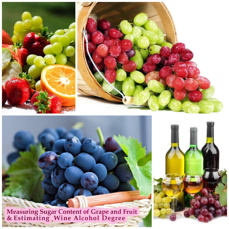Refractometer for Grape Wine Brewing, Measuring Sugar Content in Original Grape Juice and Predicting The Wine Alcohol Degree, Dual Scale of 0-40% Brix & 0-25% vol Alcohol, Wine Making Kit