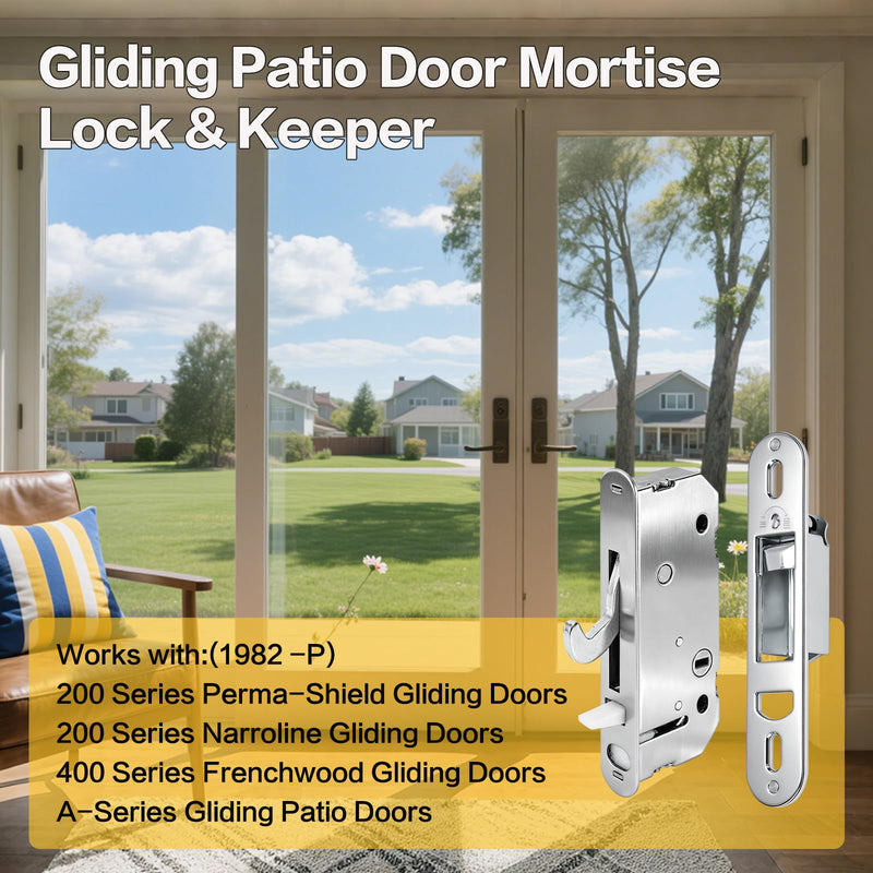 Reachout Lock and Receiver Kit Compatible with Andersen【2-Panel Gliding Patio Doors 1986-Present, 200/400/A-Series, 2-9/16" Hole Centers】 Non-Handed, Replaces 2573562 2565507 2562123 2573558