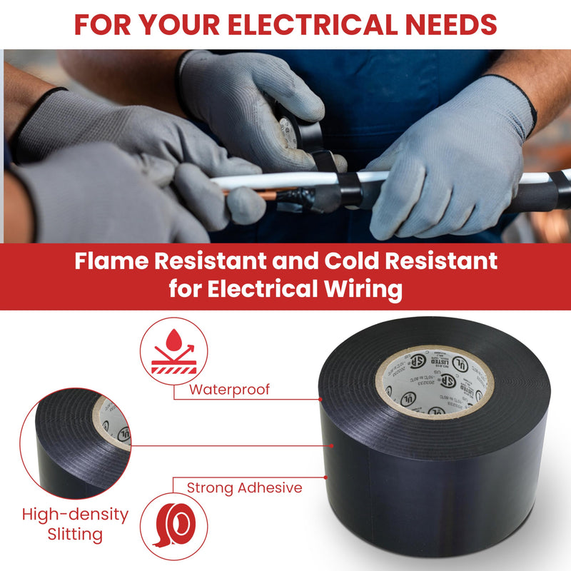 GGR Supplies T.R.U. EL7566-AW Professional Grade Rubber Black PVC Electrical Tape, Rated up to 600 Volts and 176 F - UL/CSA/CE Listed Synthetic: 1 in. x 66 Ft. (8 Mil) 1 in. x 66 ft. (24mm)