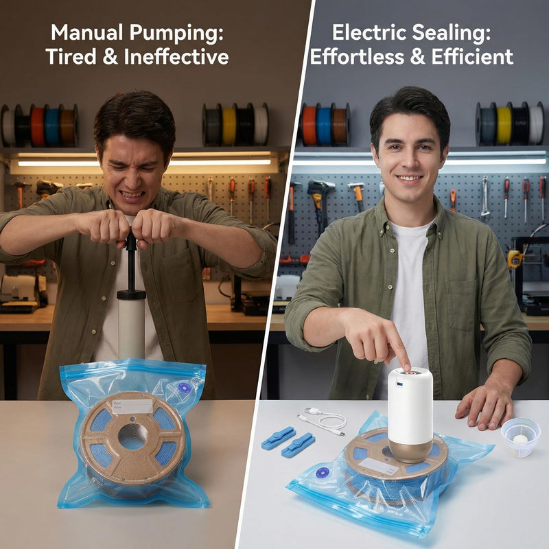 Filament Storage Bags with Auto Pump - Upgraded 20 Extra Large Filament Bags (13.39 * 11.81 inch) Plus 4 Clips - Extra Large Filament Vacuum Bags (White Suit A) White Suit A