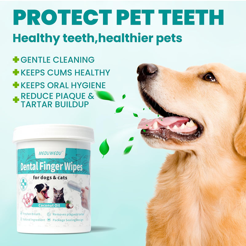 MEDUWEDU Peach Oral & Facial Care Kit – Finger Dental Wipes + Cotton Swabs for Dogs & Cats