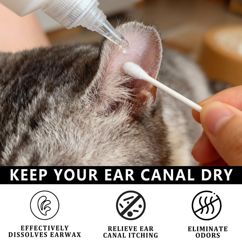 Dog Ear Cleaner Solution & Medicated Ear Drops for Dogs - Ear Infection Treatment for Itchy, Smelly Ears, Wax Buildup and Healthy Cleaning Maintenance (2 fl oz) 2 fl oz