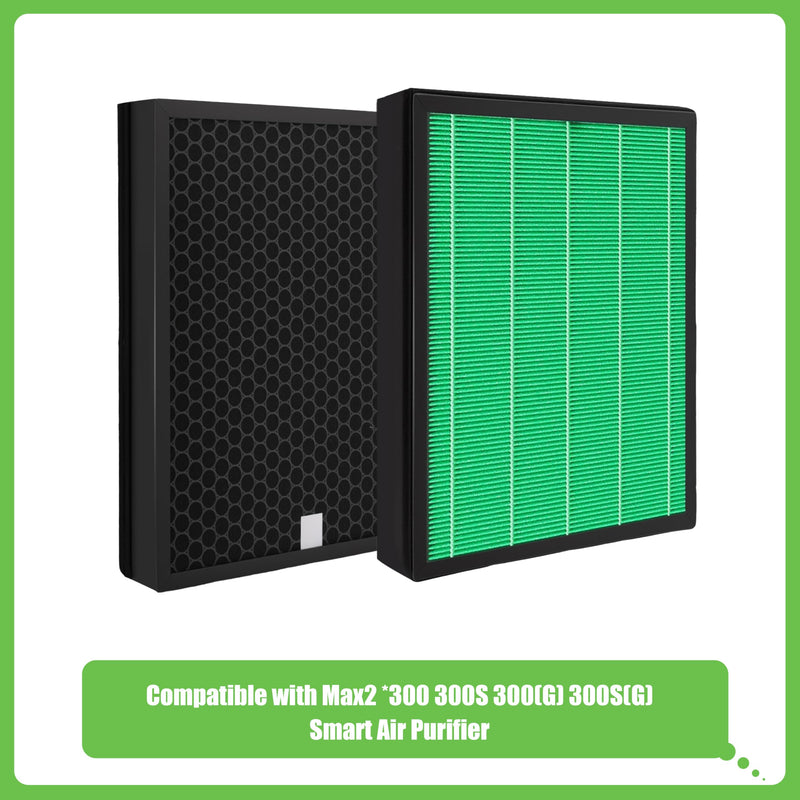 Airmega Max2 300 Filter Replacement, Compatible with Coway AIRMEGA Max2 300/300S Air Purifiers, True HEPA & Activated Carbon Filter, Part#AP-1515-FP, 1Set 1