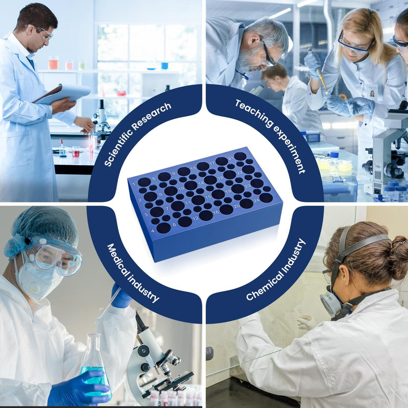 Dual-Size Aluminum Cooling Block (24+36 Wells) for PCR Tubes - Reusable 0.2ml/1.5ml/2ml Centrifuge Tube Ice Bath Cooler, Compact Lab & Home Use