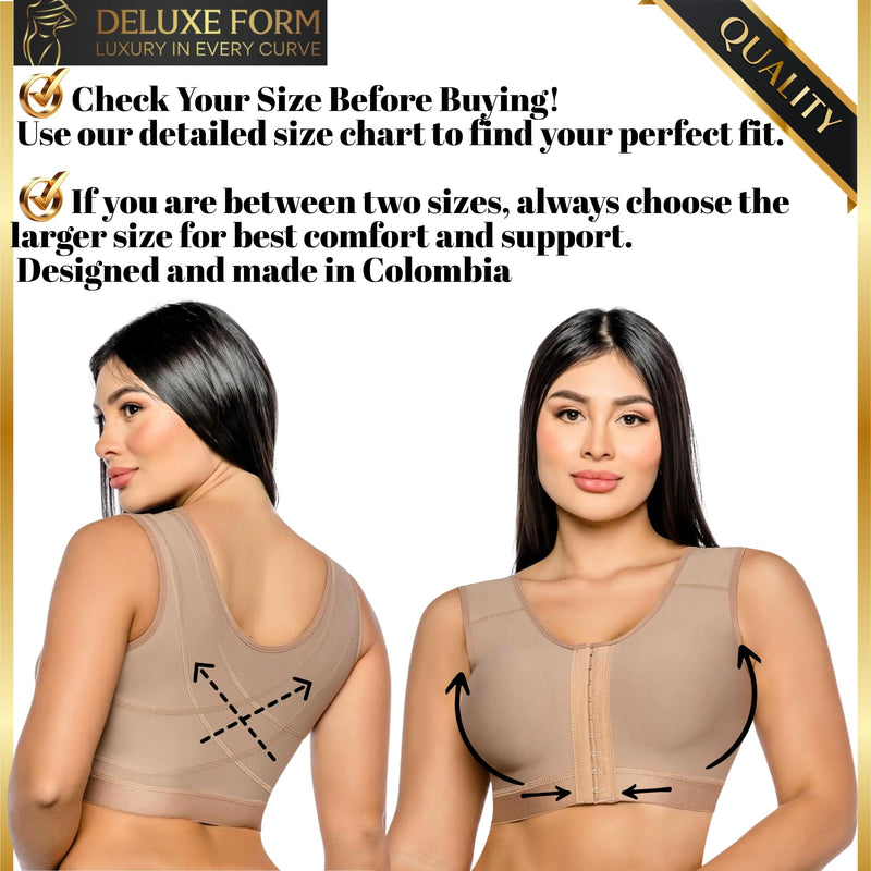 Post Surgical Bra Front Closure Compression Bra for Breast Augmentation Recovery Women X-Large Black
