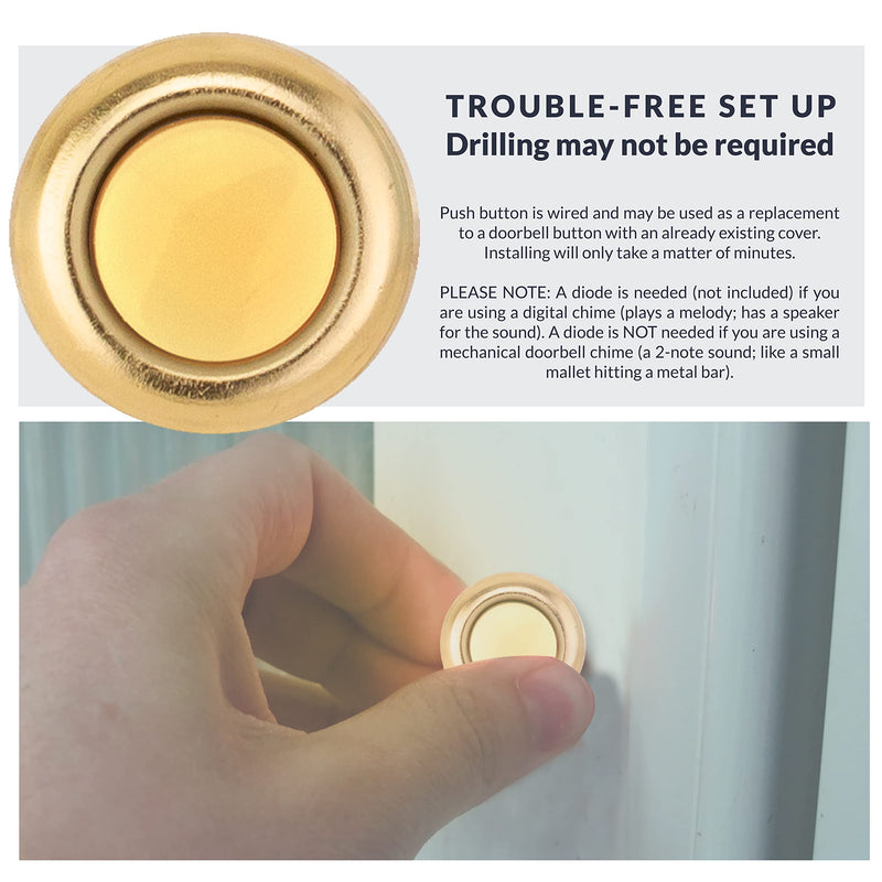 Newhouse Hardware FMBL Lighted Doorbell Button, 1-Pack, Brass Brass (Lighted)