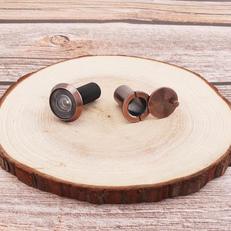 Door Viewer Peep Hole, 200-degree Door Viewer, Peephole with Heavy Duty Rotating Privacy Cover for 1-1/2" to 2-3/8" Doors (Brushed Antique Copper) Brushed Antique Copper